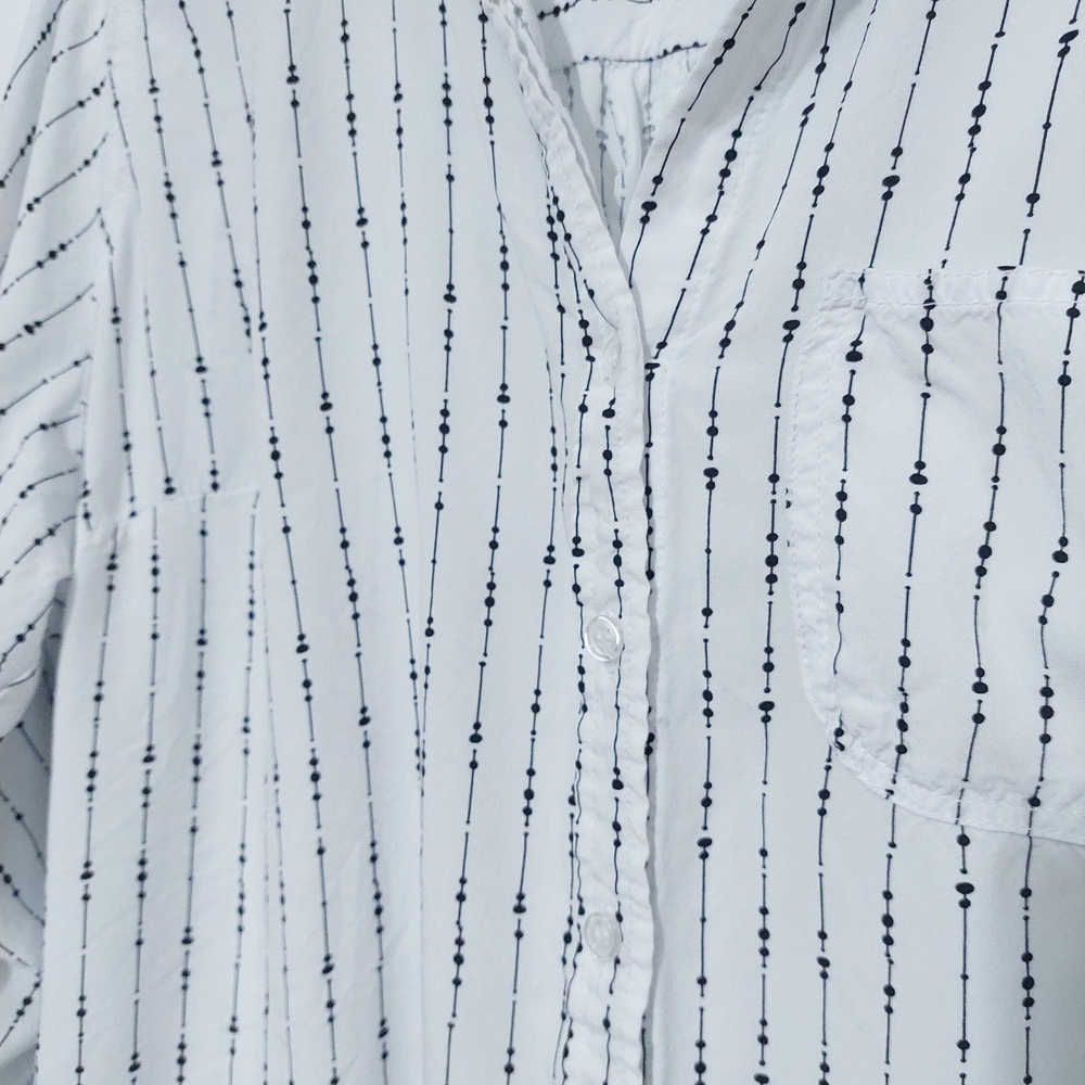 Velvet Heart 2X Striped Button Down Blouse White Casual Chic Top - Picture 3 of 8